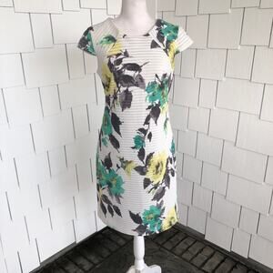 Madison Leigh Women's White Floral Cap Sleeve Knee Length Sheath Dress sz 4